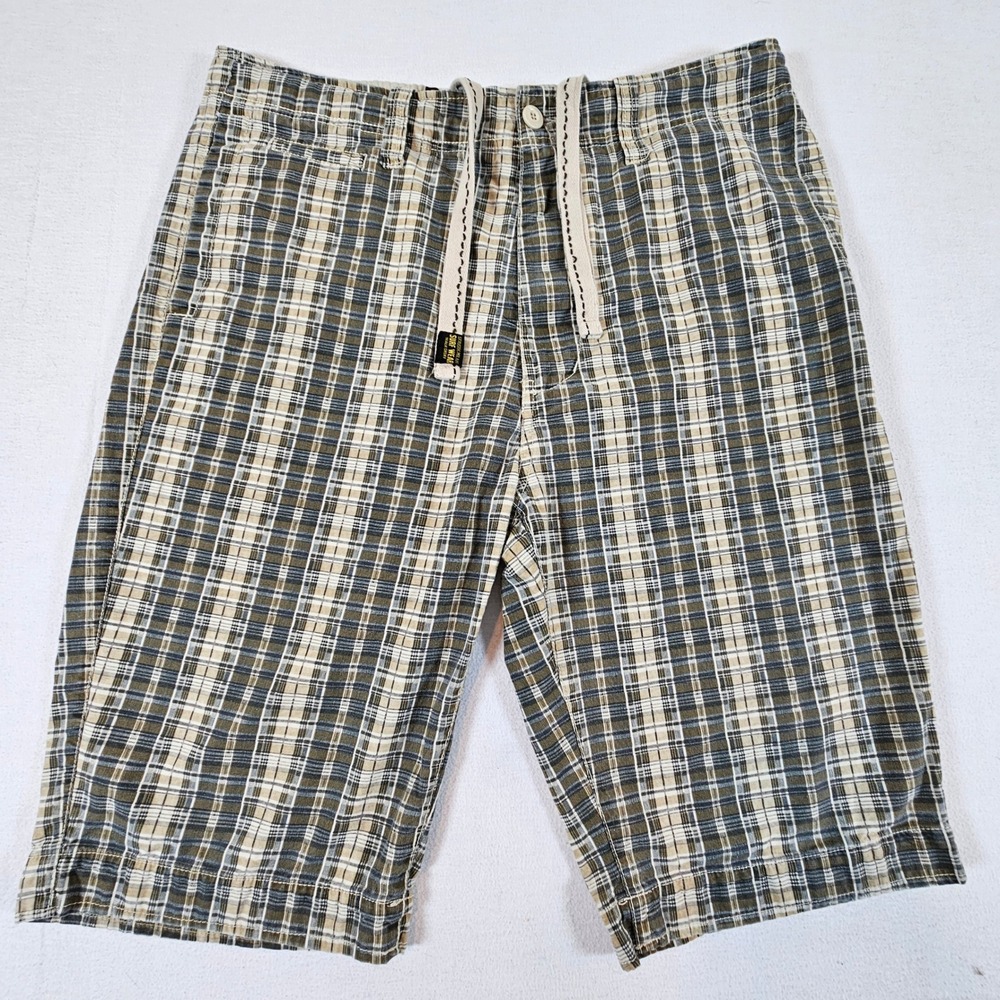 Stylistic Mr Lee Surf Wear Walk Shorts Mens 36 Olive Plaid Drawstring‎ Y2K Skate